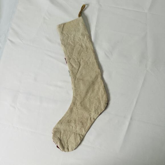Primitive Farmhouse Christmas Striped Snowflake Sewn Skinny Holiday Stocking - Picture 6 of 8